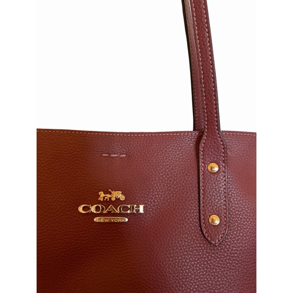 Coach 2021 Burgundy slouchy tote bag 72673 Leather Old Money Minimalist carryall - Picture 3 of 7